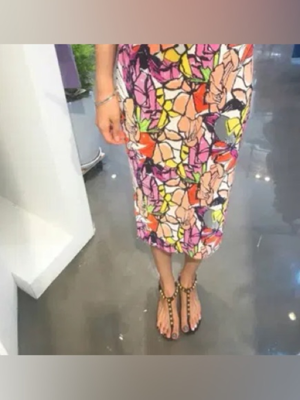 Floral Kaleidoscope Pencil Skirt - Pink Multi